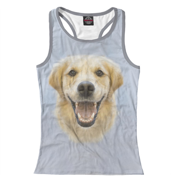 Женская майка-борцовка с изображением Собакин цвета Белый