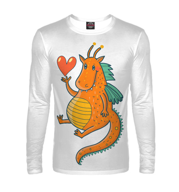 Мужской лонгслив с изображением Дракончик цвета Белый
