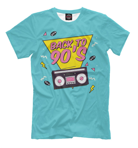 Мужская футболка с изображением Музыка 90х цвета Грязно-голубой