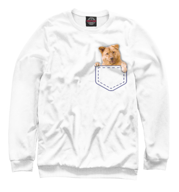 Мужской свитшот с изображением Собака в кармане цвета Белый