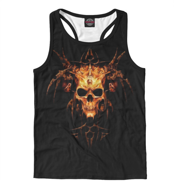 Мужская майка-борцовка с изображением Череп цвета Белый