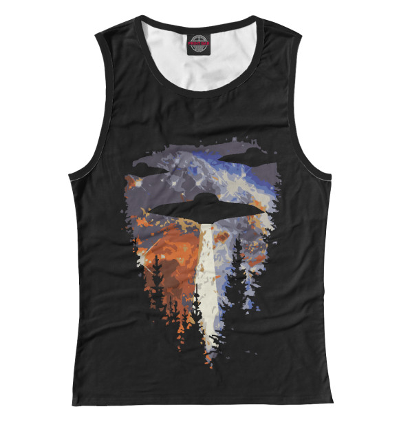 Майка для девочки с притом НЛО цвета Белый Майка для девочки с изображением НЛО цвета Белый