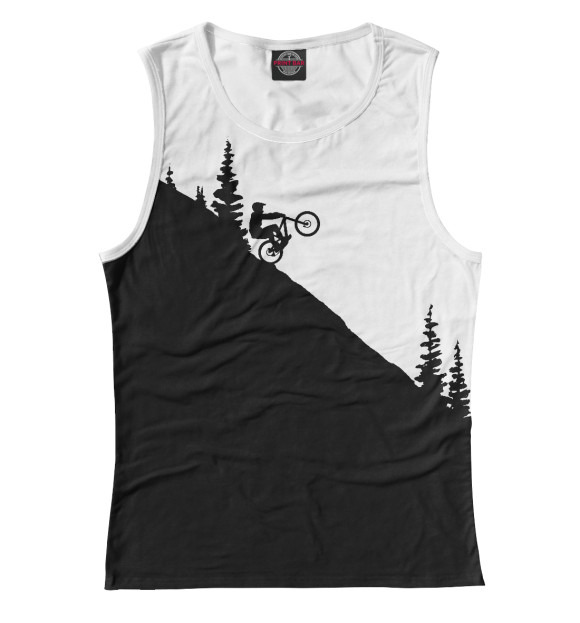 Женская майка с изображением Downhill цвета Р‘РµР»С‹Р№