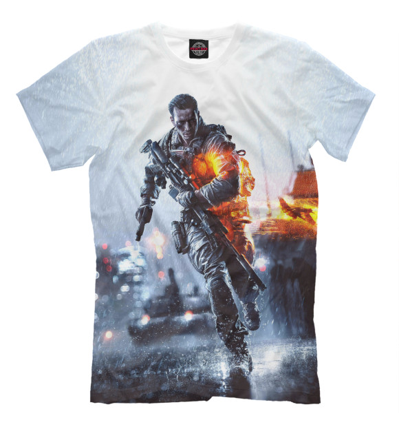 Мужская футболка с изображением Battlefield 4: War цвета Молочно-белый