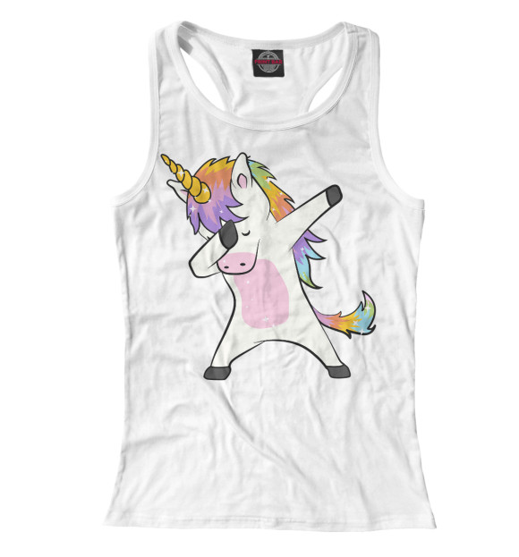 Женская майка-борцовка с изображением Dabbing Unicorn цвета Белый