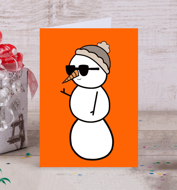 Открытка с изображением Крутой снеговик цвета Белый