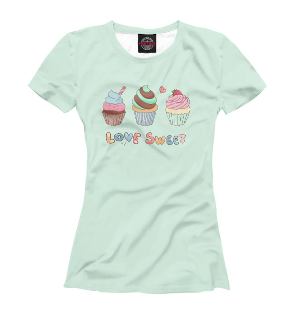 Женская футболка с изображением Love sweet цвета Белый