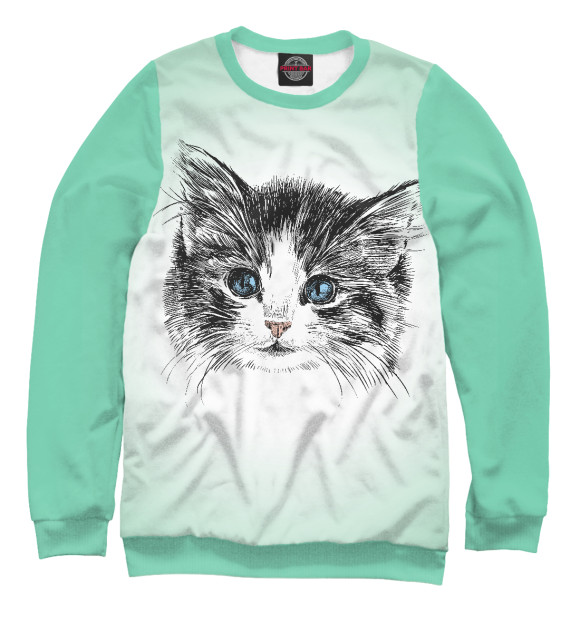 Свитшот для мальчиков с изображением Кошка цвета Белый