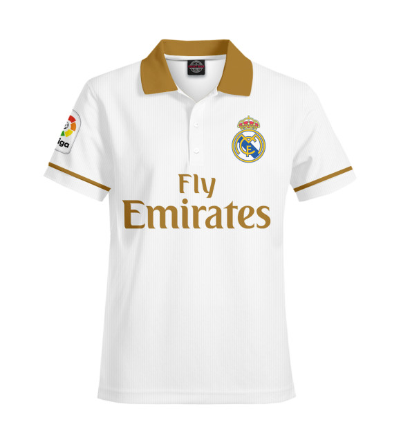 Мужское поло с изображением Азар Реал Мадрид форма домашняя 19/20 цвета Белый