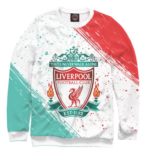 Мужской свитшот с изображением Liverpool / Ливерпуль цвета Белый