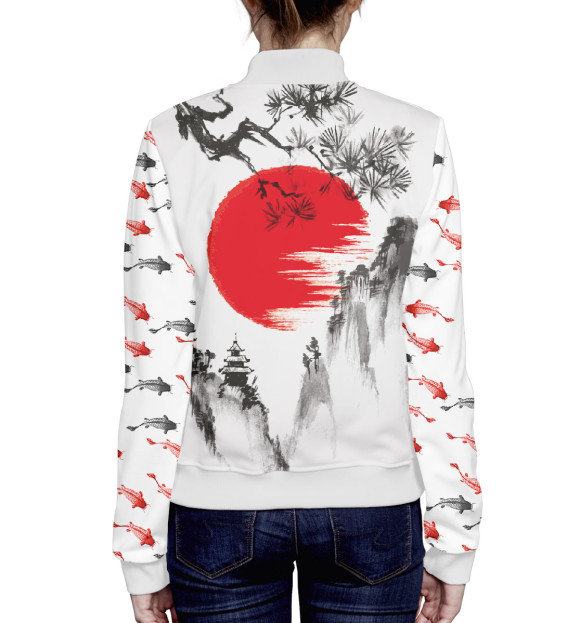Женский бомбер с изображением Рыба цвета Белый
