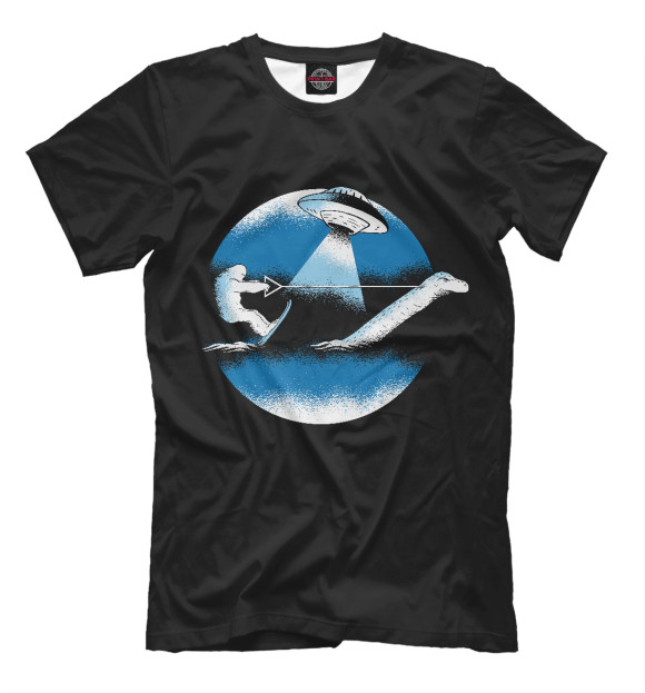 Мужская футболка с изображением Bigfoot water ski цвета Белый