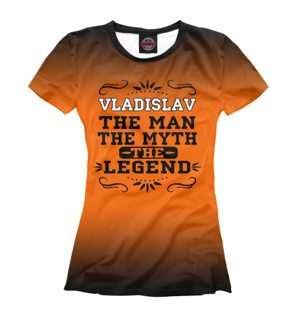 Женская футболка с изображением Владислав цвета Белый