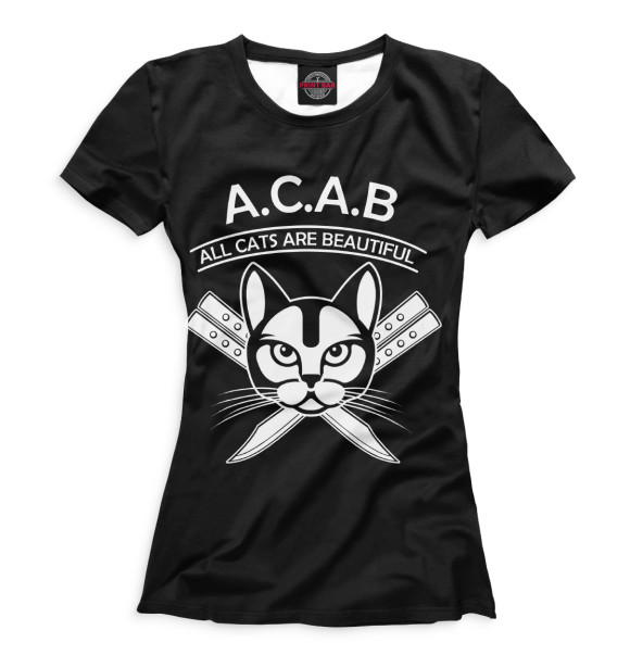 Женская футболка с изображением A.C.A.B. цвета Белый