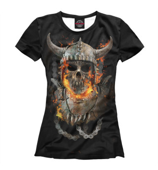 Женская футболка Череп в огне
