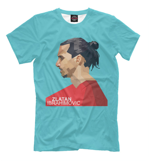 Мужская футболка с изображением Златан Ибрагимович цвета Грязно-голубой