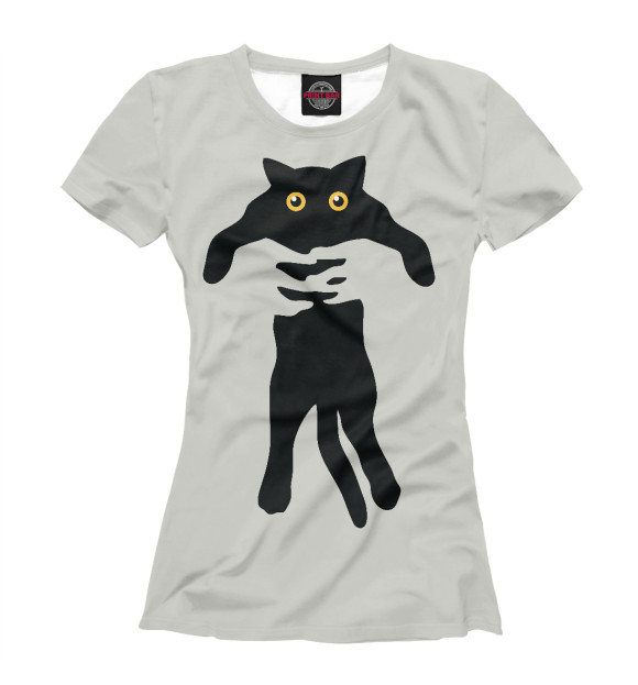 Женская футболка с изображением Кот в руках цвета Белый