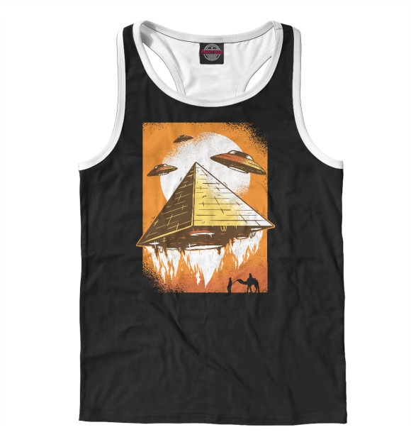 Мужская майка-борцовка с изображением Пирамиды НЛО цвета Белый