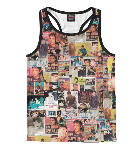 Мужская майка-борцовка с притом Юрий Шатунов коллекция цвета Белый Мужская майка-борцовка с изображением Юрий Шатунов коллекция цвета Белый