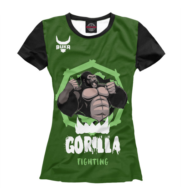 Футболка для девочек с изображением Gorilla Fighting цвета Белый