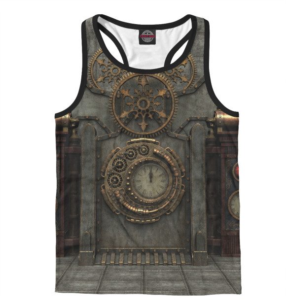 Мужская майка-борцовка с изображением Стимпанк механизм цвета Белый