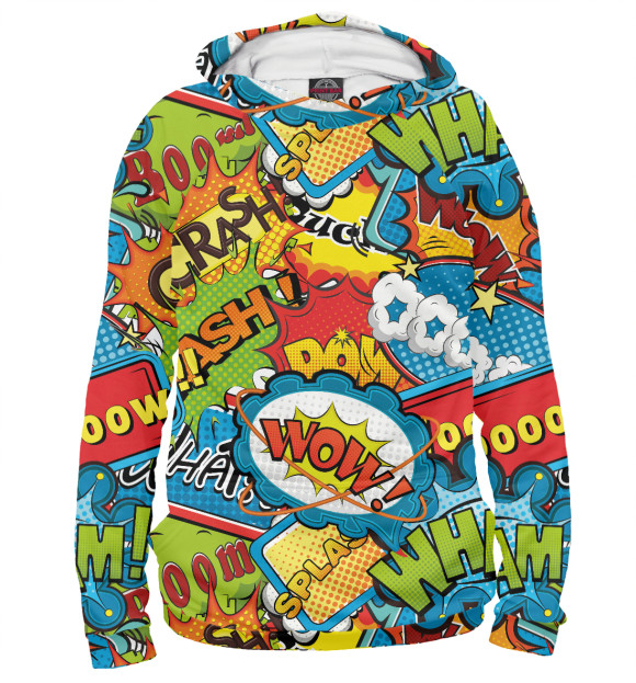 Женское худи с изображением Комиксы цвета Белый