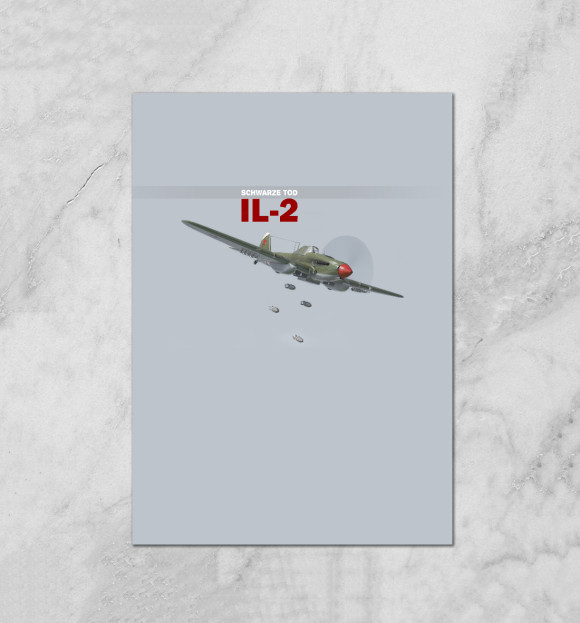Плакат с изображением Ил-2 цвета Белый