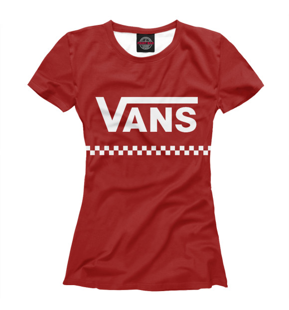 Женская футболка с изображением Vans Red цвета Белый