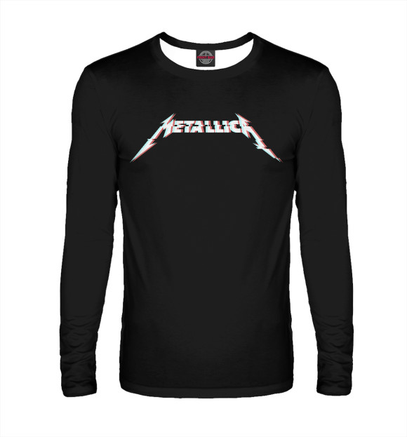 Мужской лонгслив с изображением Metallica glitch цвета Белый