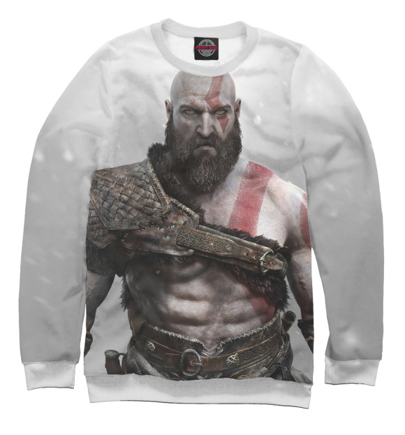 Мужской свитшот с изображением Kratos цвета Белый