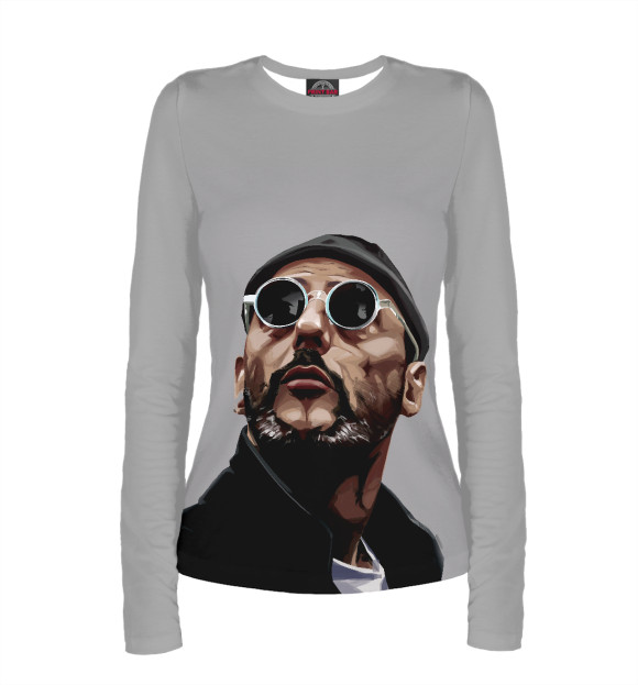 Женский лонгслив с изображением Леон цвета Белый