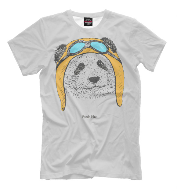 Футболка для мальчиков с изображением Панда-пилот цвета Бежевый