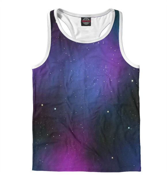 Мужская майка-борцовка с изображением Сиреневый космос цвета Белый