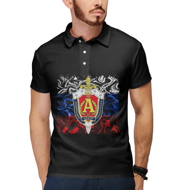 Мужское поло с изображением Группа Альфа спецназ цвета Белый