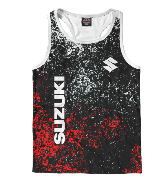 Мужская майка-борцовка с изображением SUZUKI цвета Белый