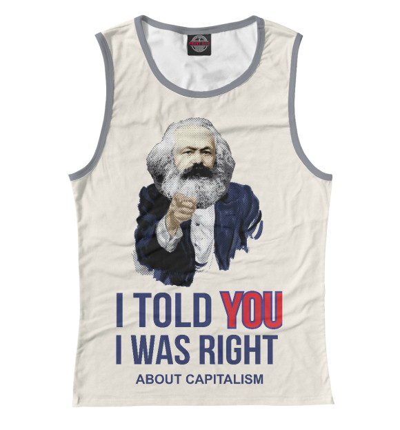 Женская майка с изображением Карл Маркс цвета Белый