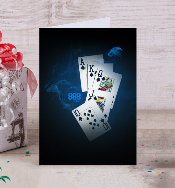 Открытка с изображением 888 покер цвета Белый