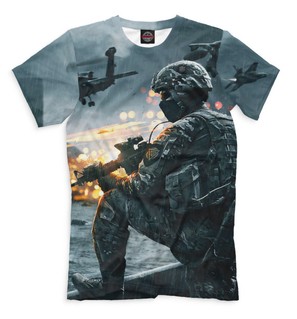 Мужская футболка с изображением Battlefield 4 цвета Серый