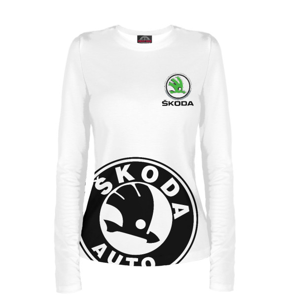 Женский лонгслив с изображением Skoda цвета Белый