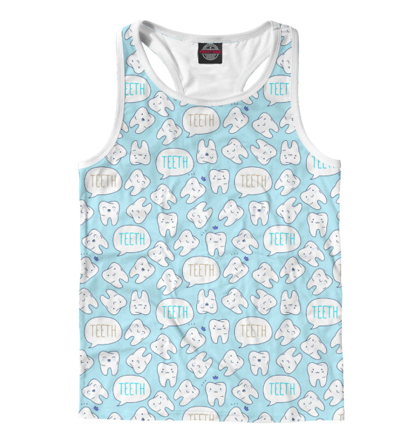 Мужская майка-борцовка с изображением Зубки цвета Белый