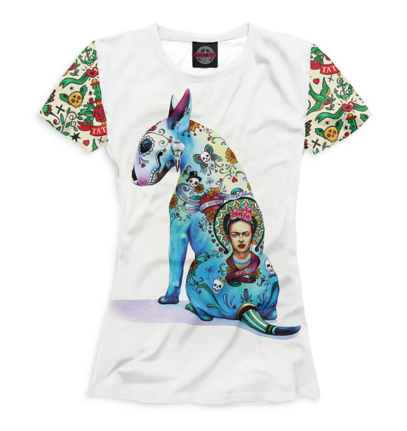 Футболка для девочек с изображением Бультерьер цвета Белый