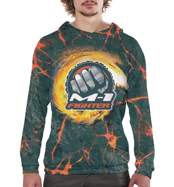 Мужское худи с изображением M-1 Fighter цвета Белый