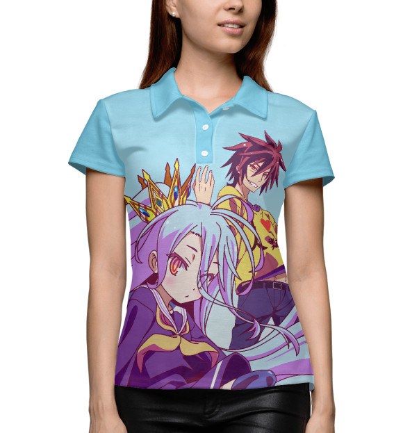 Женское поло с изображением No Game No Life цвета Белый
