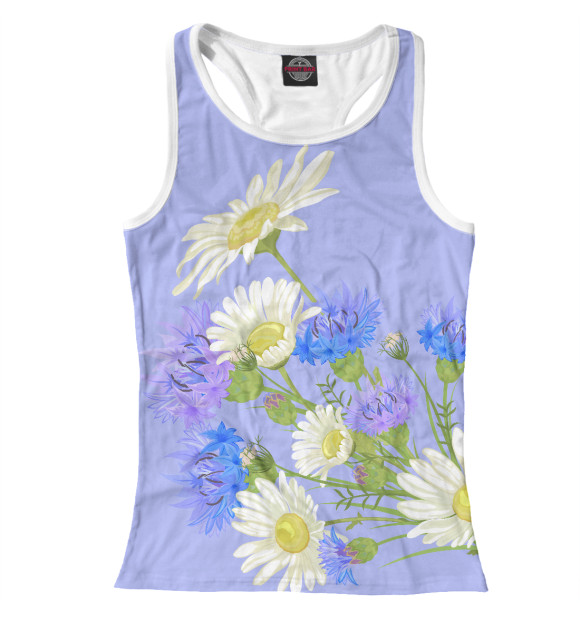 Женская майка-борцовка с изображением Ромашки цвета Белый