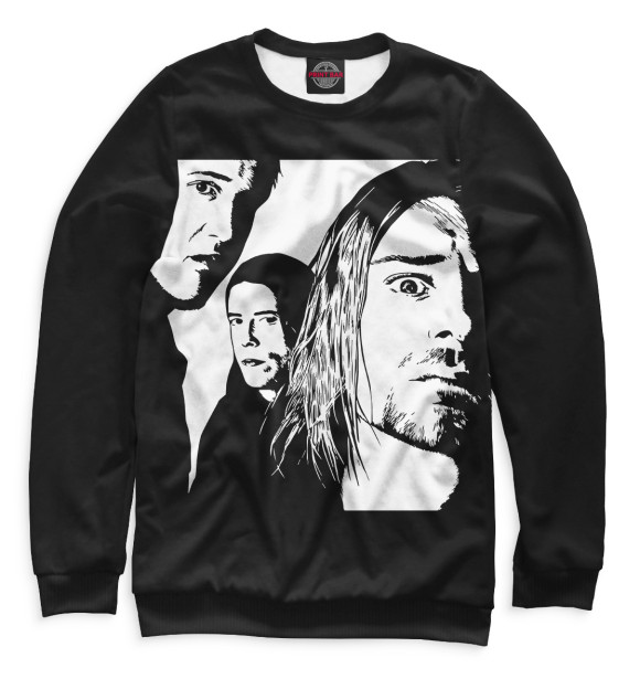 Мужской свитшот с изображением Nirvana цвета Белый