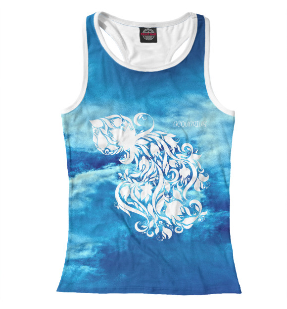 Женская майка-борцовка с изображением Водолей цвета Белый