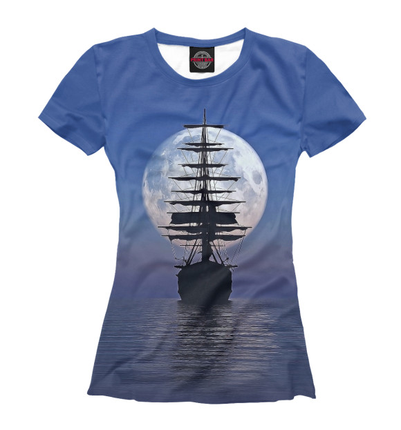 Женская футболка с изображением Ship boat цвета Белый