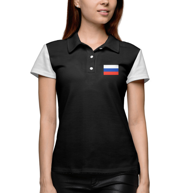 Женское поло с изображением Спорт России цвета Белый