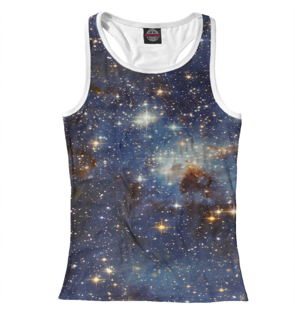 Женская майка-борцовка с изображением Стильный космос цвета Белый