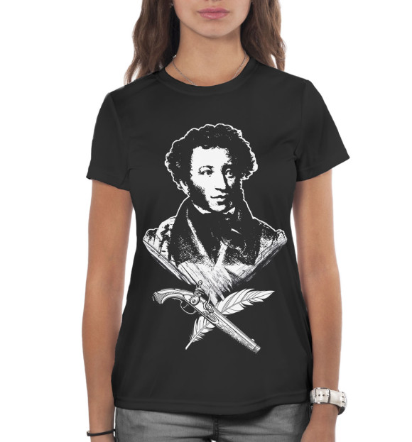 Женская футболка с изображением Александр Пушкин цвета Белый